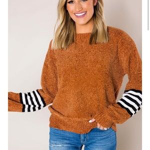Rust striped chenille sweater